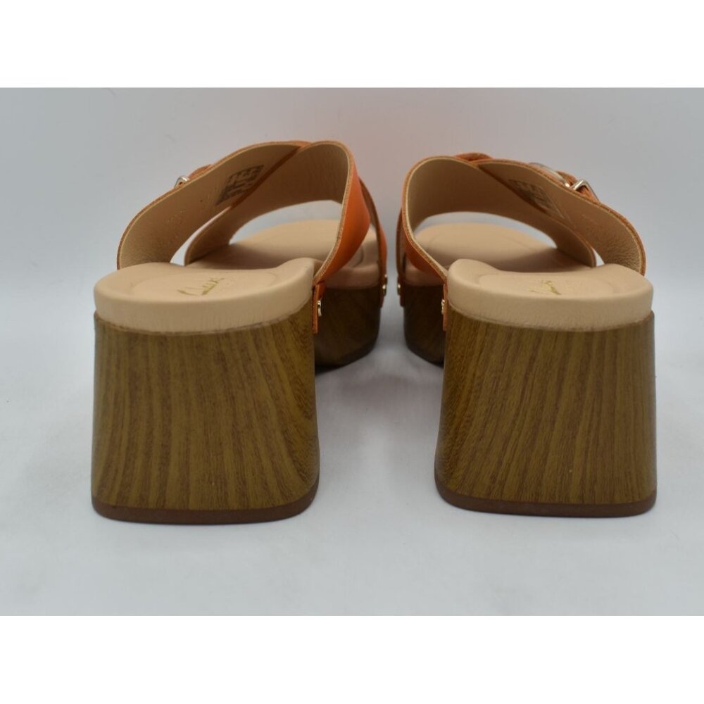 Clarks Womens Size 7.5 Sivanne Walk Orange Leather Open Toe Comfort Sandal Shoes - Picture 10 of 14